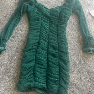 Elegant Green Ruched Dress